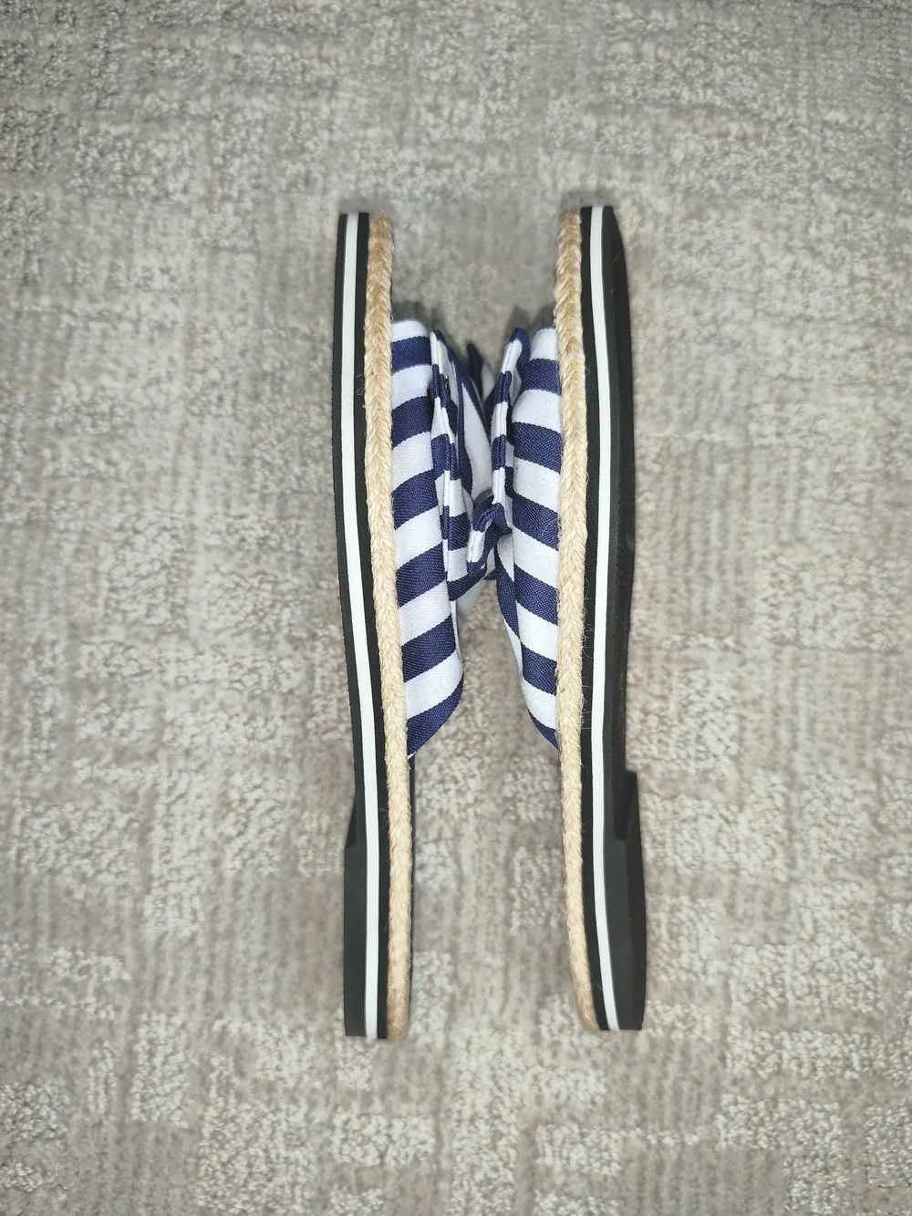 Kate Spade New York Caliana Stripe Slide Sandals Blue White Bow Mule Shoes Sz7,5